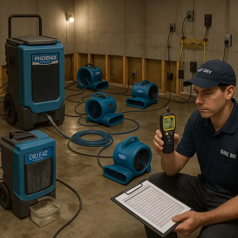 Structural Drying and Dehumidification process in Butte County, CA